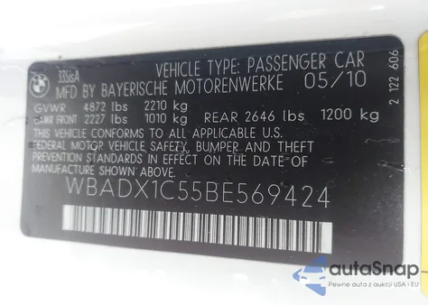 2011 BMW 335Is из США, поврежденный, VIN WBADX1C55BE569424